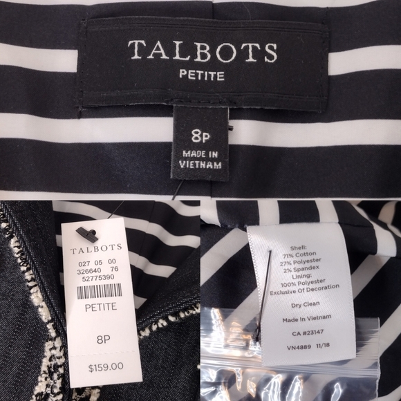 NWT Talbots Petite Tweed Fringe Denim Lined Patch Pockets Business Blazer Sz 8P - Picture 12 of 15